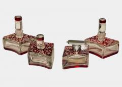 Czech Art Deco Cut Crystal and Ruby Enamel Vanity Set - 4817547