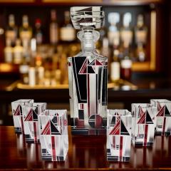 Czech Art Deco Geometric Decanter Set Art Deco Collection - 4291063