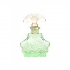 Czech Art Deco Green Tinted Glass Perfume Bottle - 4742251