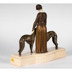 D Chiparus French Art Deco Bronze Figurine Borzoi Dogs Statue - 4406749