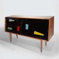 DANISH BAR CABINET WITH PAINTED SLIDING DOORS 1960  - 3725697