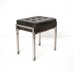 DANISH POLISHED STEEL AND LEATHER BENCH STOOL - 1035738