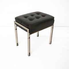 DANISH POLISHED STEEL AND LEATHER BENCH STOOL - 1035739