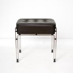 DANISH POLISHED STEEL AND LEATHER BENCH STOOL - 1035742