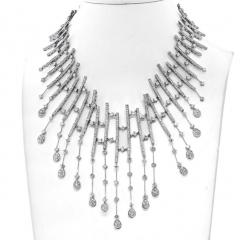 DAZZLING 18K WHITE GOLD 35 CARAT DIAMOND SPRAY BIB NECKLACE - 2553992