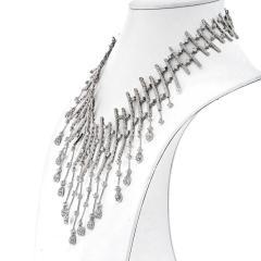 DAZZLING 18K WHITE GOLD 35 CARAT DIAMOND SPRAY BIB NECKLACE - 2554011