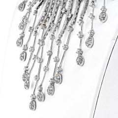 DAZZLING 18K WHITE GOLD 35 CARAT DIAMOND SPRAY BIB NECKLACE - 2554012