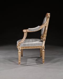 DECORATIVE ITALIAN PAINTED AND PARCEL GILT ARMCHAIRS OF NEO CLASSICAL DESIGN - 1875752