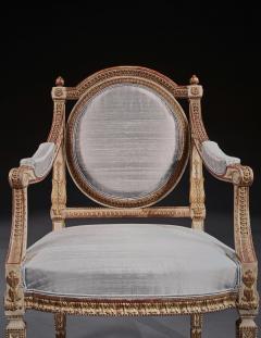 DECORATIVE ITALIAN PAINTED AND PARCEL GILT ARMCHAIRS OF NEO CLASSICAL DESIGN - 1875823