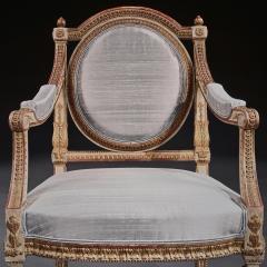 DECORATIVE ITALIAN PAINTED AND PARCEL GILT ARMCHAIRS OF NEO CLASSICAL DESIGN - 1875854