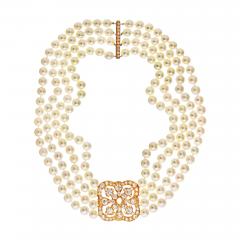 DIAMOND AND PEARL CIRCA 1990 18K YELLOW GOLD NECKLACE - 2153833