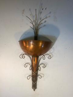 DRAMATIC MONUMENTAL ART DECO COPPER NICKEL AND LUCITE BALL SCONCE - 1798242