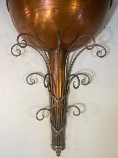 DRAMATIC MONUMENTAL ART DECO COPPER NICKEL AND LUCITE BALL SCONCE - 1798243