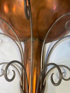 DRAMATIC MONUMENTAL ART DECO COPPER NICKEL AND LUCITE BALL SCONCE - 1798247