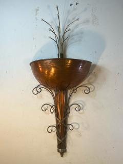DRAMATIC MONUMENTAL ART DECO COPPER NICKEL AND LUCITE BALL SCONCE - 1798248