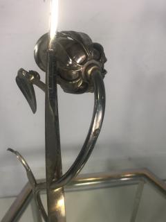 Dagobert Peche AUSTRIAN MODERNIST NICKELED BRONZE FLOWER WITH LEAVES AND TENDRILS LAMPS - 2942911