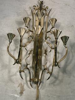 Dagobert Peche INCREDIBLE MONUMENTAL RARE POLISHED EIGHT LIGHT BRASS SCONCE BY DAGOBERT PECHE - 3347149