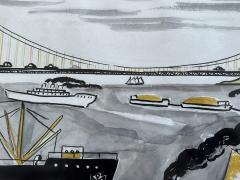 Dahlov Ipcar Harbor Scene Golden Gate Bridge Mid Century Illustration Female Illustrator - 3262397