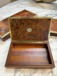 Dal Negro Treviso Burl Wood and Brass Playing Card Boxes Set of Three - 4381337
