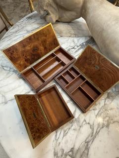 Dal Negro Treviso Burl Wood and Brass Playing Card Boxes Set of Three - 4381340