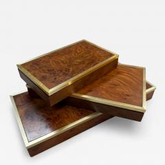 Dal Negro Treviso Burl Wood and Brass Playing Card Boxes Set of Three - 4383253