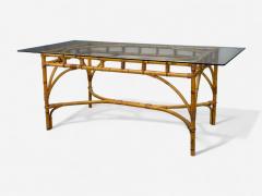 Dal Vera Italian Modern Bamboo Cane Glass Dining Table Italy 1950s - 4357710