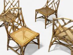 Dal Vera Italian Modern Bamboo Cane Six Dining Chairs Italy 1950s - 4357745