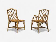 Dal Vera Italian Modern Bamboo Cane Six Dining Chairs Italy 1950s - 4357753