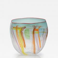 Dale Chihuly Aqua Soft Cylinder with Carmine Lip Wrap 2014 - 4344506