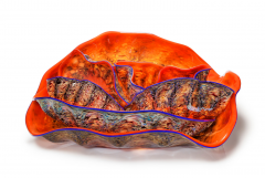 Dale Chihuly Brazil Red Pheasant Macchia Set with Ultramarine Lip Wraps 2002 - 4343188