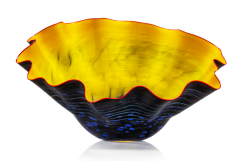 Dale Chihuly Cobalt Yellow Black Macchia with Vermilion Lip Wrap 2007 - 4343169