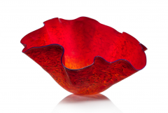 Dale Chihuly Coral Red Macchia with Indigo Lip Wrap 2010 - 4343167