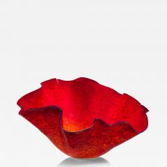 Dale Chihuly Coral Red Macchia with Indigo Lip Wrap 2010 - 4344523