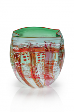 Dale Chihuly Mint Green White Soft Cylinder with Cherry Lip Wrap 2012 - 4343170