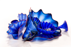 Dale Chihuly Napoleon Blue Persian Set with Scarlet Lip Wraps 2016 - 4344823