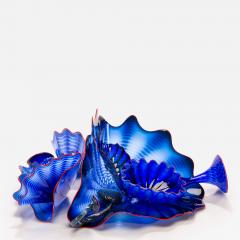 Dale Chihuly Napoleon Blue Persian Set with Scarlet Lip Wraps 2016 - 4345203