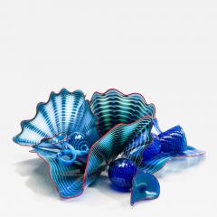 Dale Chihuly Niagara Blue Persian Set with Carmine Lip Wraps 2016 - 4345204