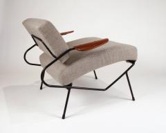 Dan Johnson Dan Johnson Iron Lounge Chair with Bent Walnut Plywood Armrests - 756203