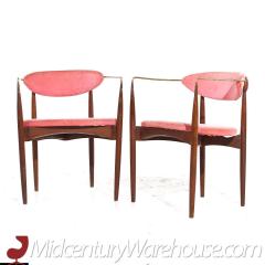 Dan Johnson Dan Johnson for Selig Mid Century Brass and Walnut Viscount Chairs Pair - 3684141