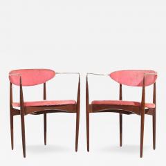 Dan Johnson Dan Johnson for Selig Mid Century Brass and Walnut Viscount Chairs Pair - 3688933