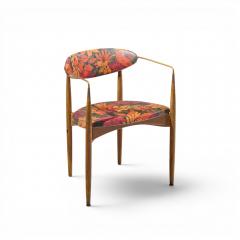 Dan Johnson Dan Johnson for Selig Viscount Mid Century Brass and Walnut Chair - 4687502