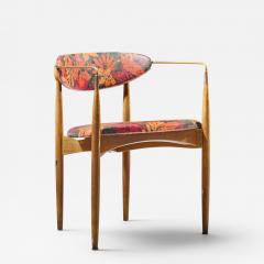 Dan Johnson Dan Johnson for Selig Viscount Mid Century Brass and Walnut Chair - 4689060