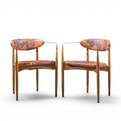 Dan Johnson Dan Johnson for Selig Viscount Mid Century Brass and Walnut Chair Pair - 4687276