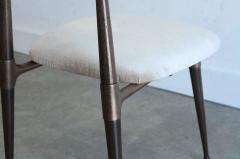 Dan Johnson Set of Four Dining Chairs in Chenille and Bronze by Dan Johnson C 1950s - 4094981