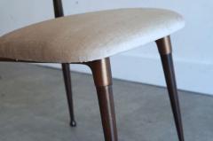 Dan Johnson Set of Four Dining Chairs in Chenille and Bronze by Dan Johnson C 1950s - 4094984