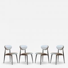 Dan Johnson Set of Four Dining Chairs in Chenille and Bronze by Dan Johnson C 1950s - 4097714