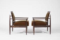 Dan Johnson Set of Oak Mohair and Bronze Lounge Chairs by Dan Johnson C 1950s - 3559723