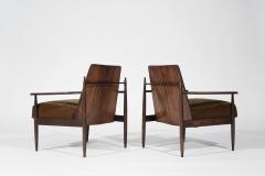 Dan Johnson Set of Oak Mohair and Bronze Lounge Chairs by Dan Johnson C 1950s - 3559725