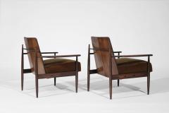 Dan Johnson Set of Oak Mohair and Bronze Lounge Chairs by Dan Johnson C 1950s - 3559728
