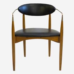 Dan Johnson Walnut and Brass Viscount Chair by Selig - 2613875